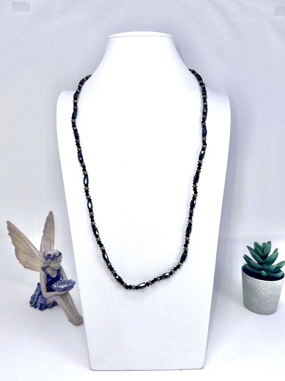 Vintage Tau Cross Magnetic Hematite Prayer Necklace